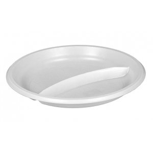 Тарелка 205мм столовая 2-секционная пластик белый