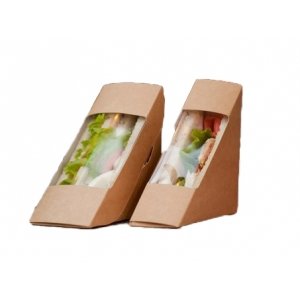 Коробка для сэндвича 130x130x60мм картон крафт