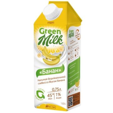  Растительное молоко "Green Milk" со вкусом банана,  0,75 л