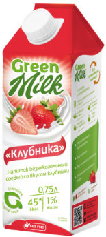  Растительное молоко "Green Milk" со вкусом клубники,  0,75 л